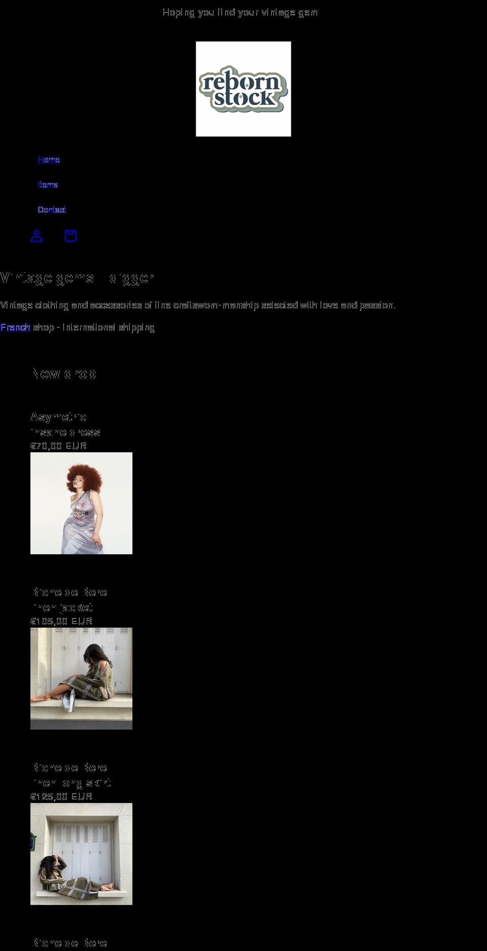 rebornstock.com shopify website screenshot