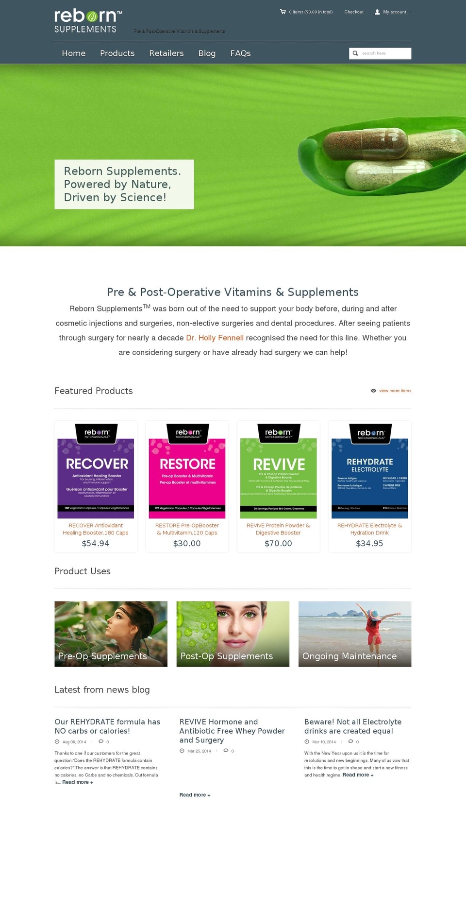 Reborn Shopify theme site example rebornsupplements.com