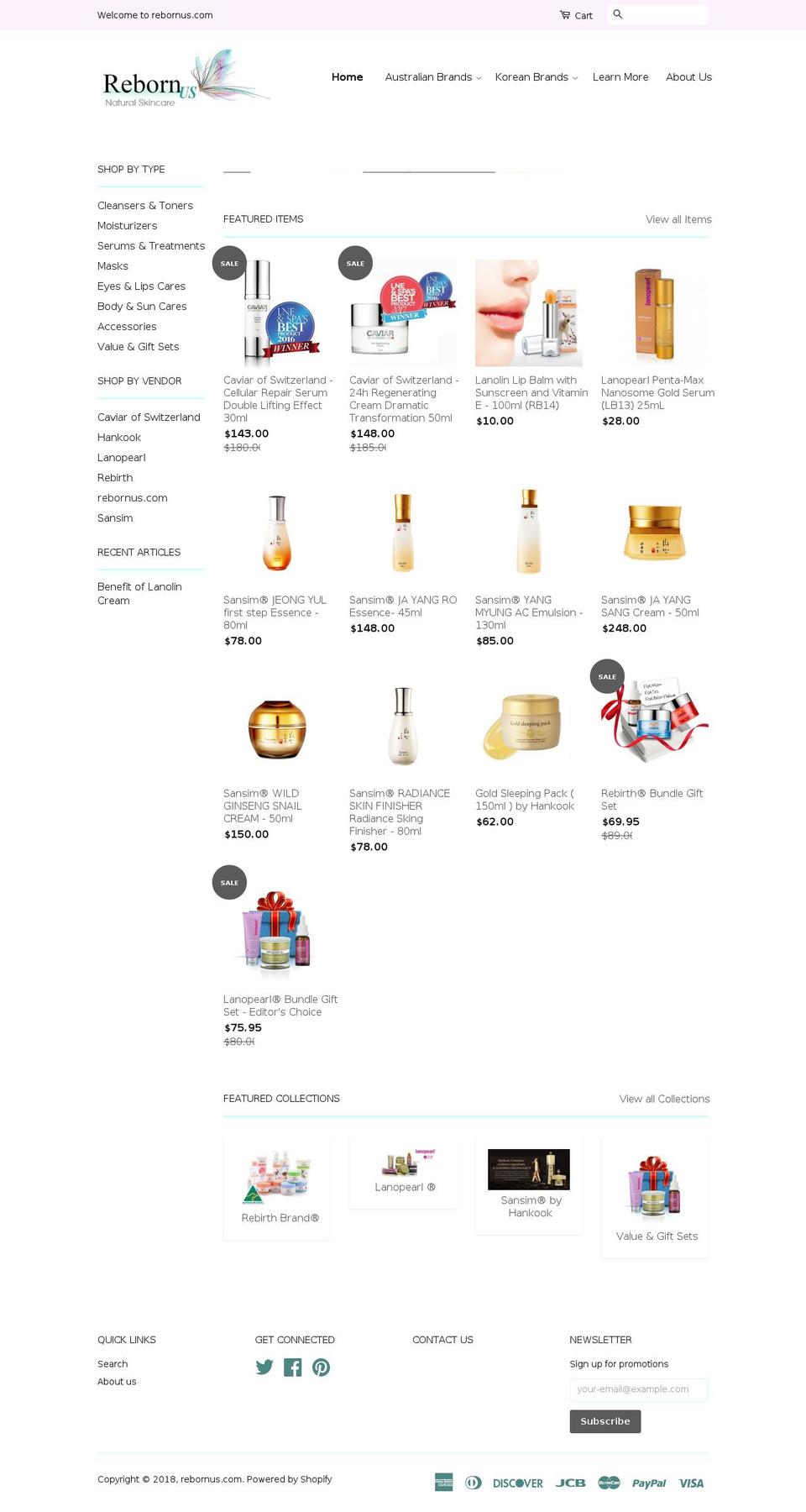 rebornus.com shopify website screenshot
