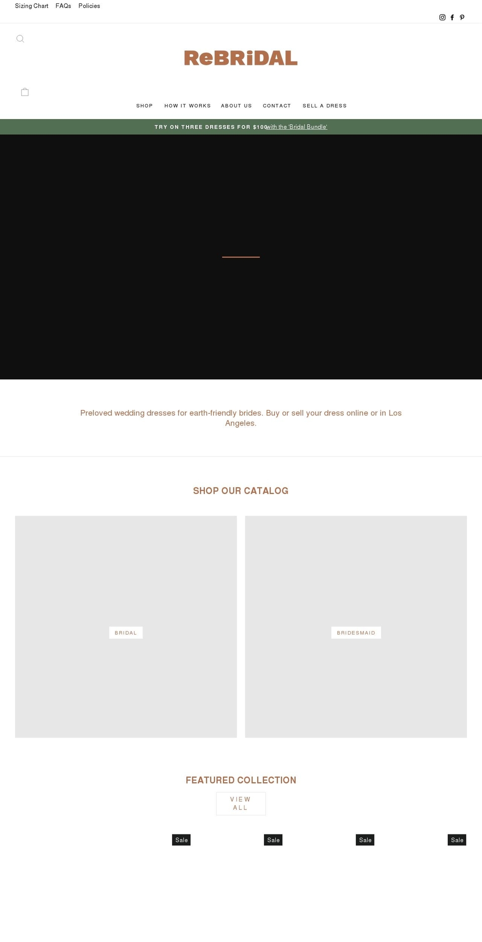 rebridaldresses.com shopify website screenshot