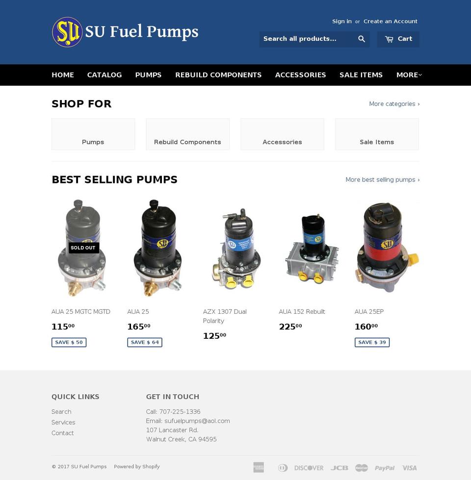 rebuiltsufuelpump.com shopify website screenshot