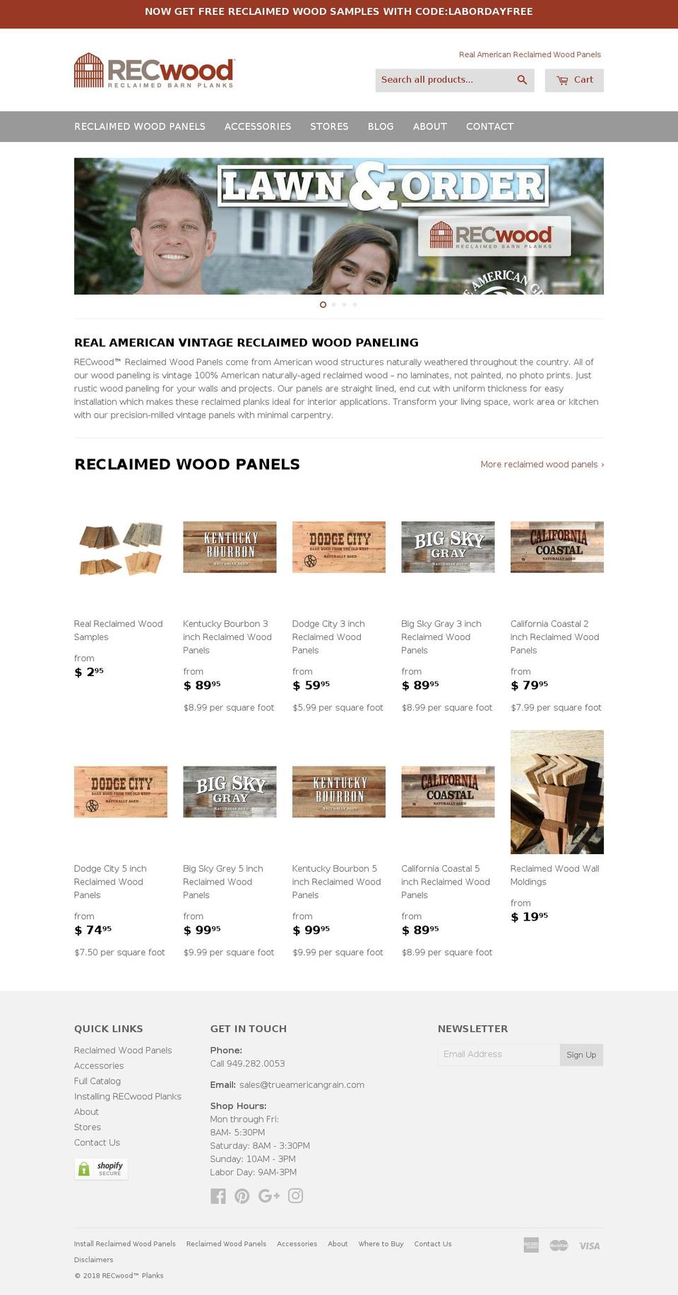 rec-wood.com — Shopify storefront screenshot