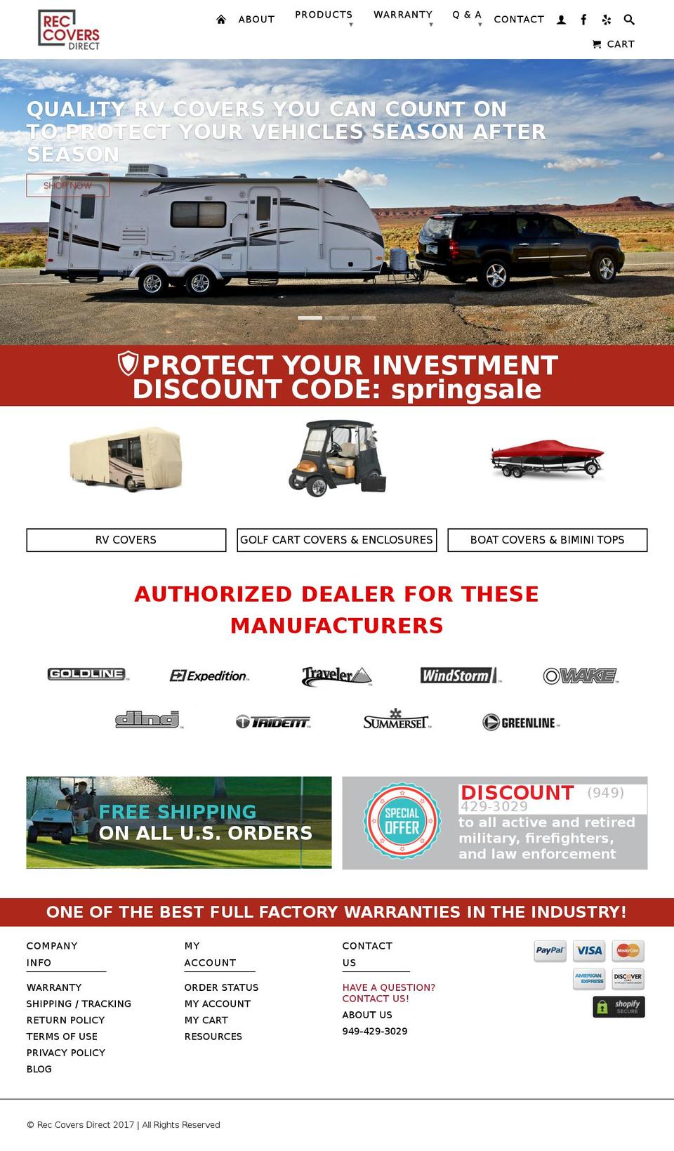 reccoversdirect.com shopify website screenshot