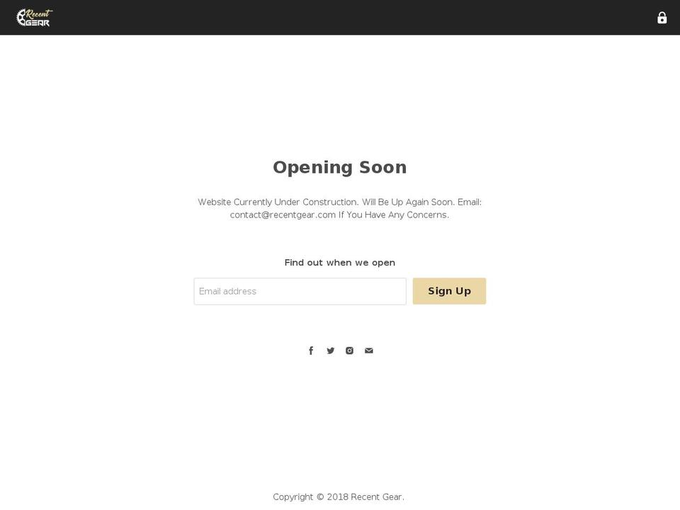 recentgear.com — Shopify storefront screenshot
