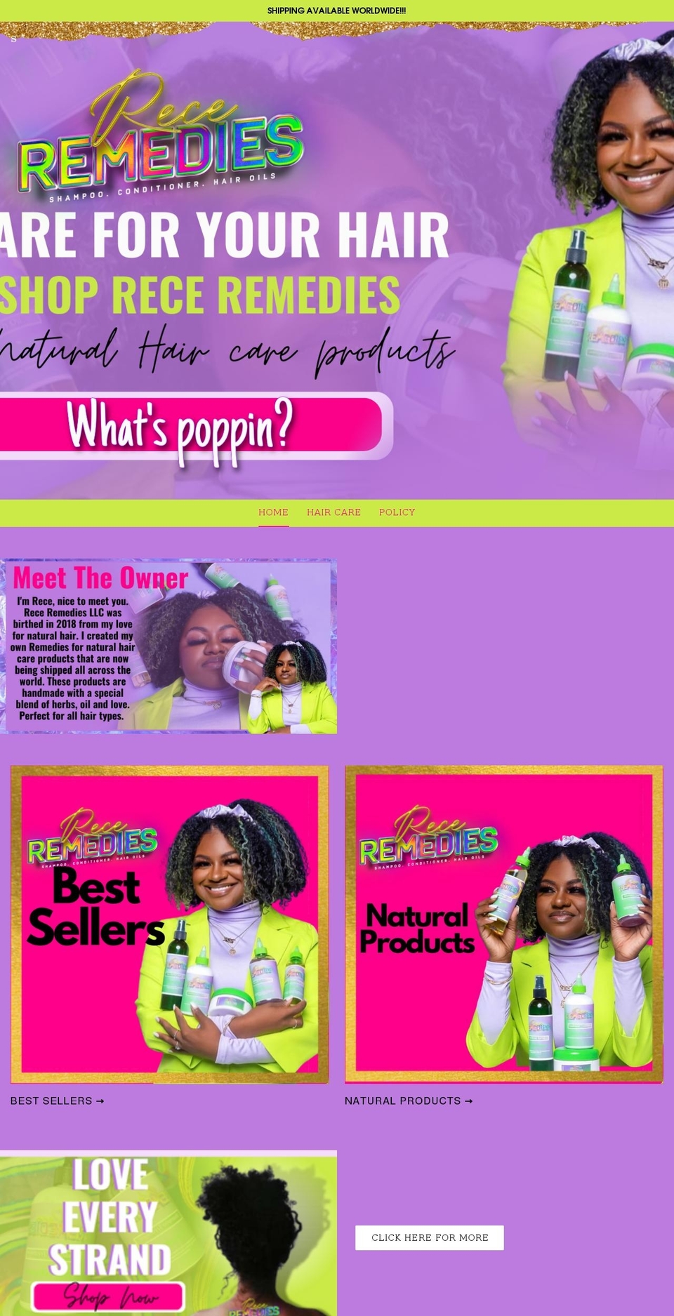 receremedieshaircare.com shopify website screenshot