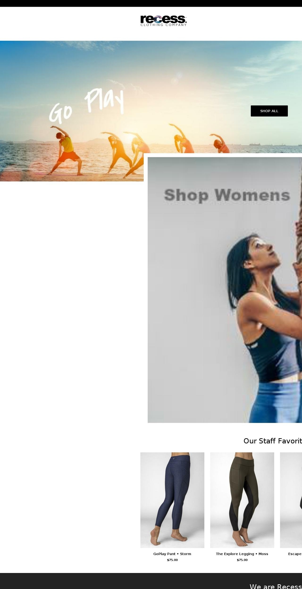 recessclothingcompany.com — Shopify storefront screenshot