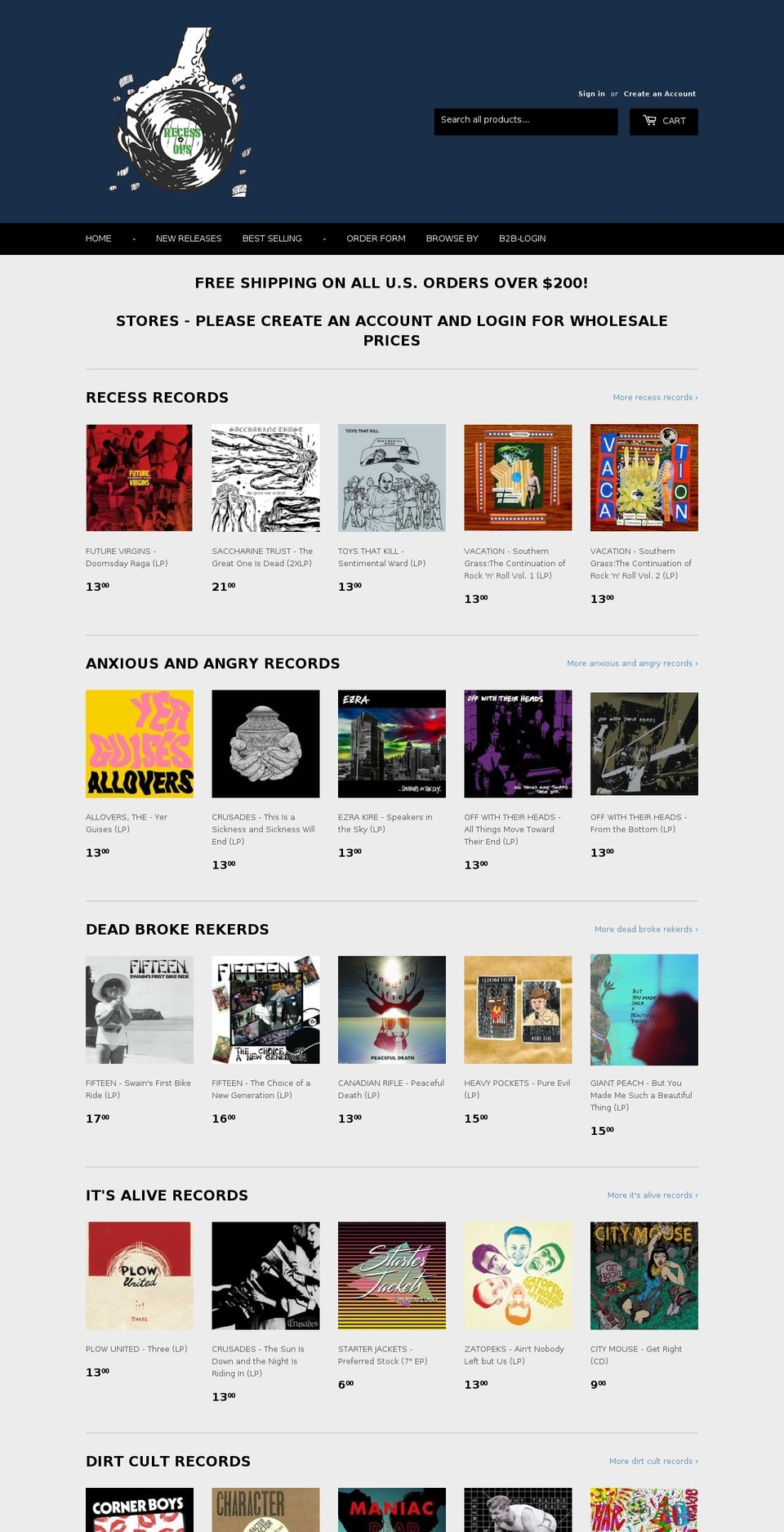 recessops.com shopify website screenshot