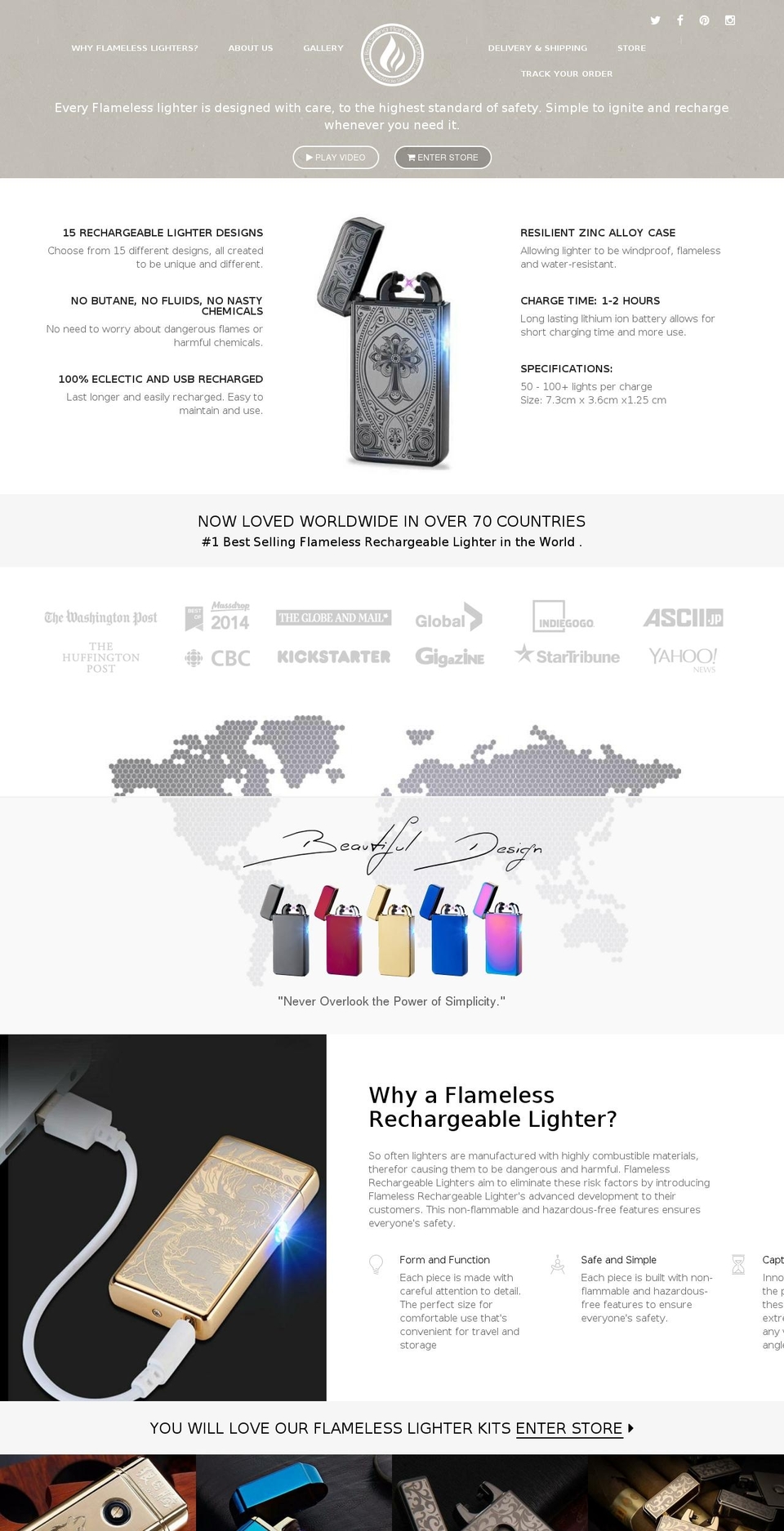 rechargablelighter.com shopify website screenshot