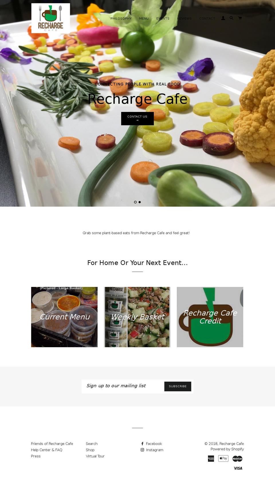 rechargecafe.ca shopify website screenshot