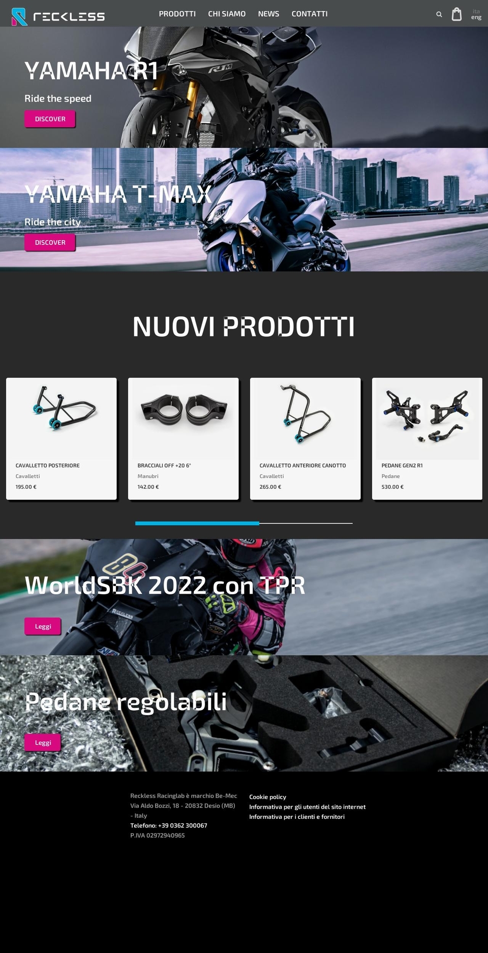 reckless-racinglab.com — Shopify storefront screenshot