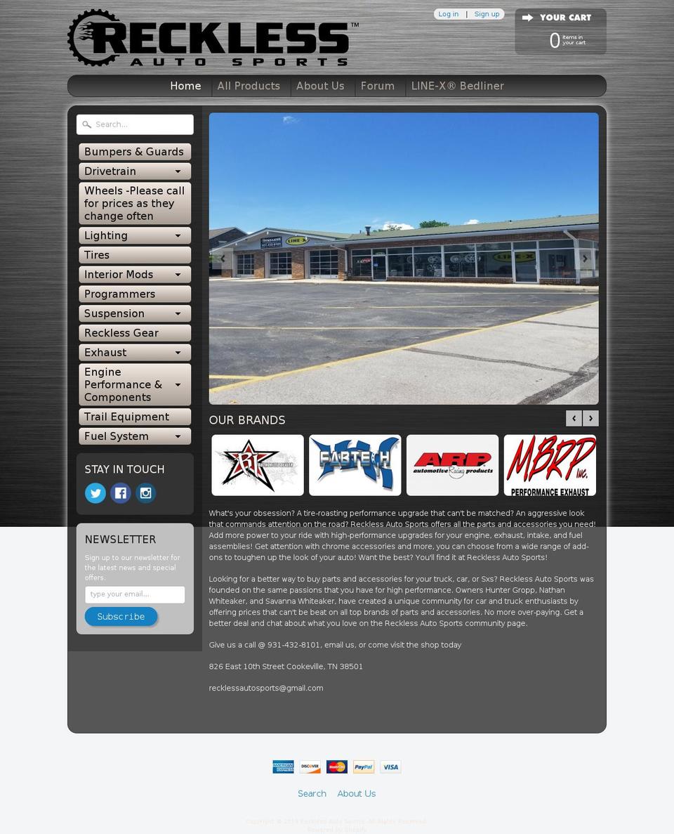 recklessautosports.com shopify website screenshot