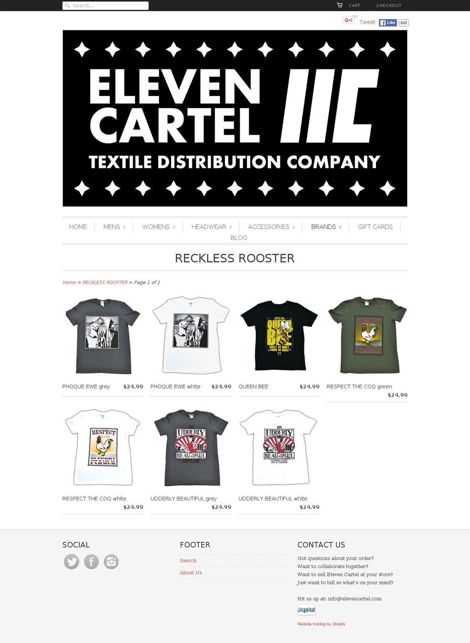 recklessrooster.com shopify website screenshot
