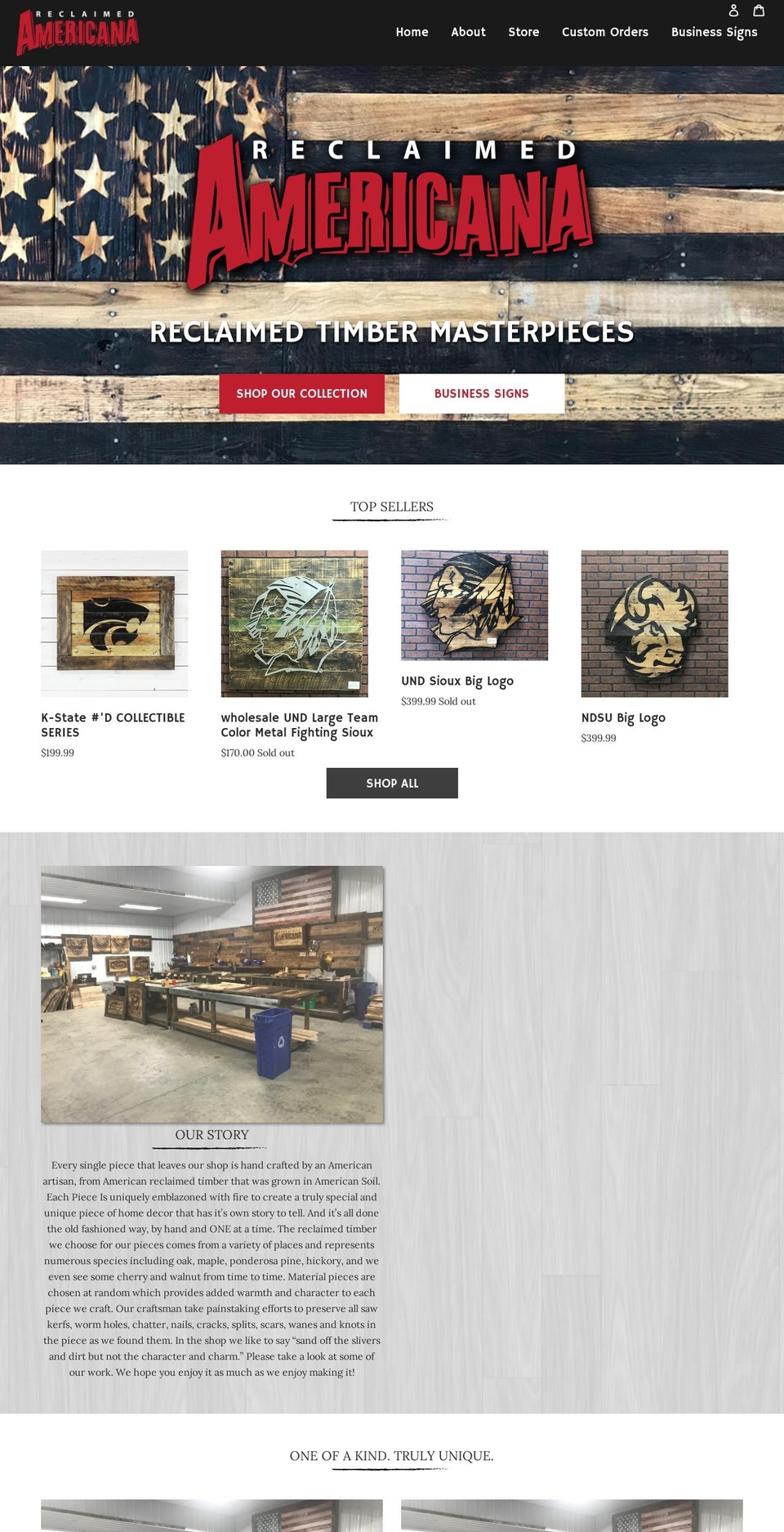 reclaimed-americana.myshopify.com shopify website screenshot