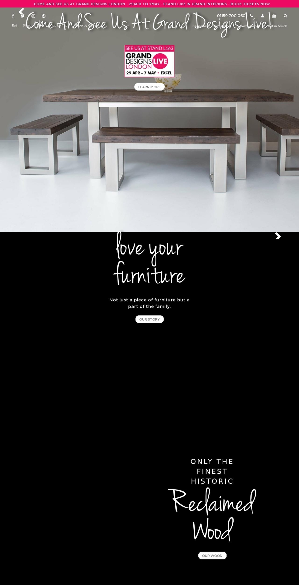 reclaimed-furniture.com shopify website screenshot