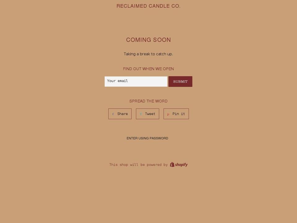 reclaimedcandleco.com shopify website screenshot