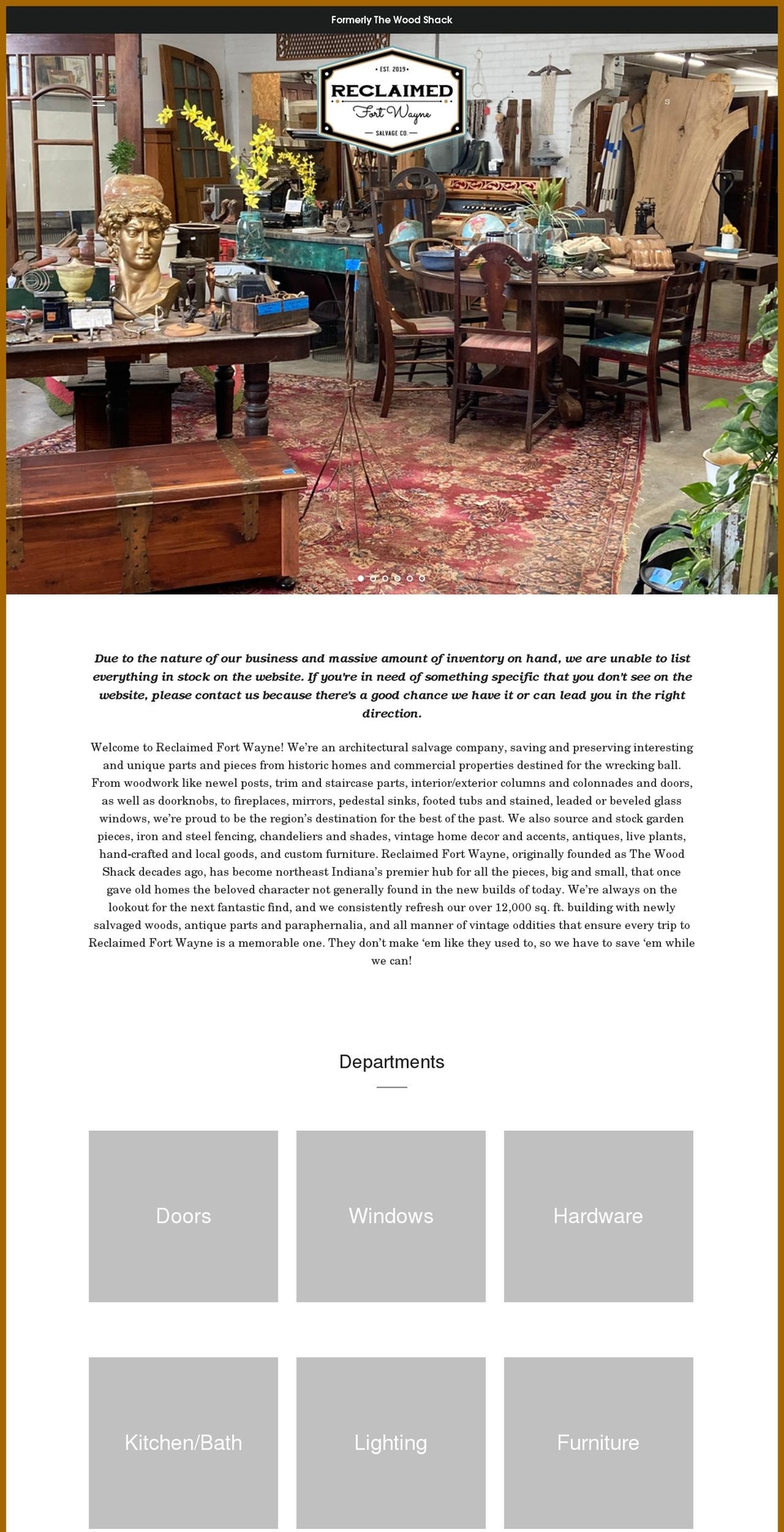 reclaimedfortwayne.com shopify website screenshot
