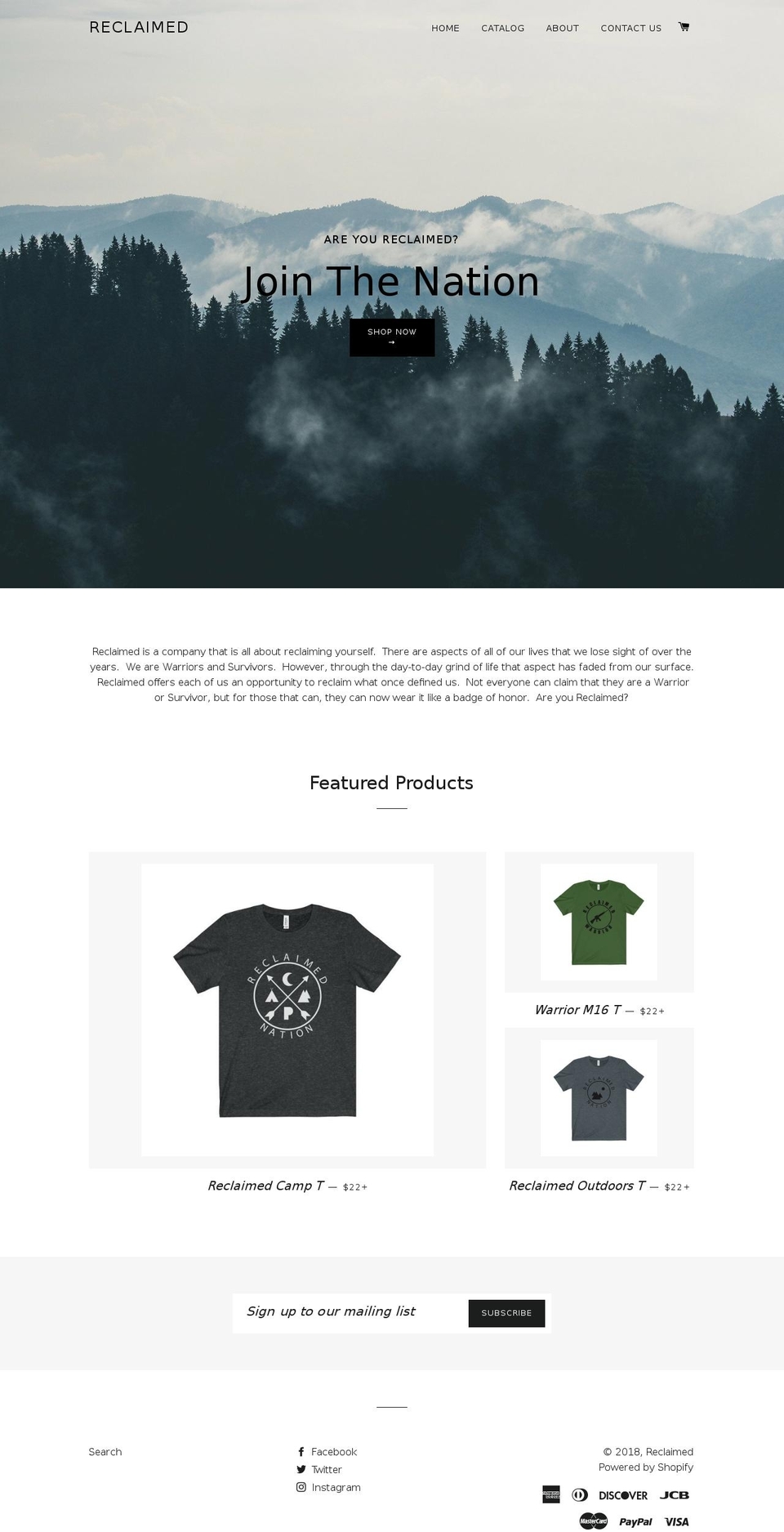reclaimednation.com — Shopify storefront screenshot
