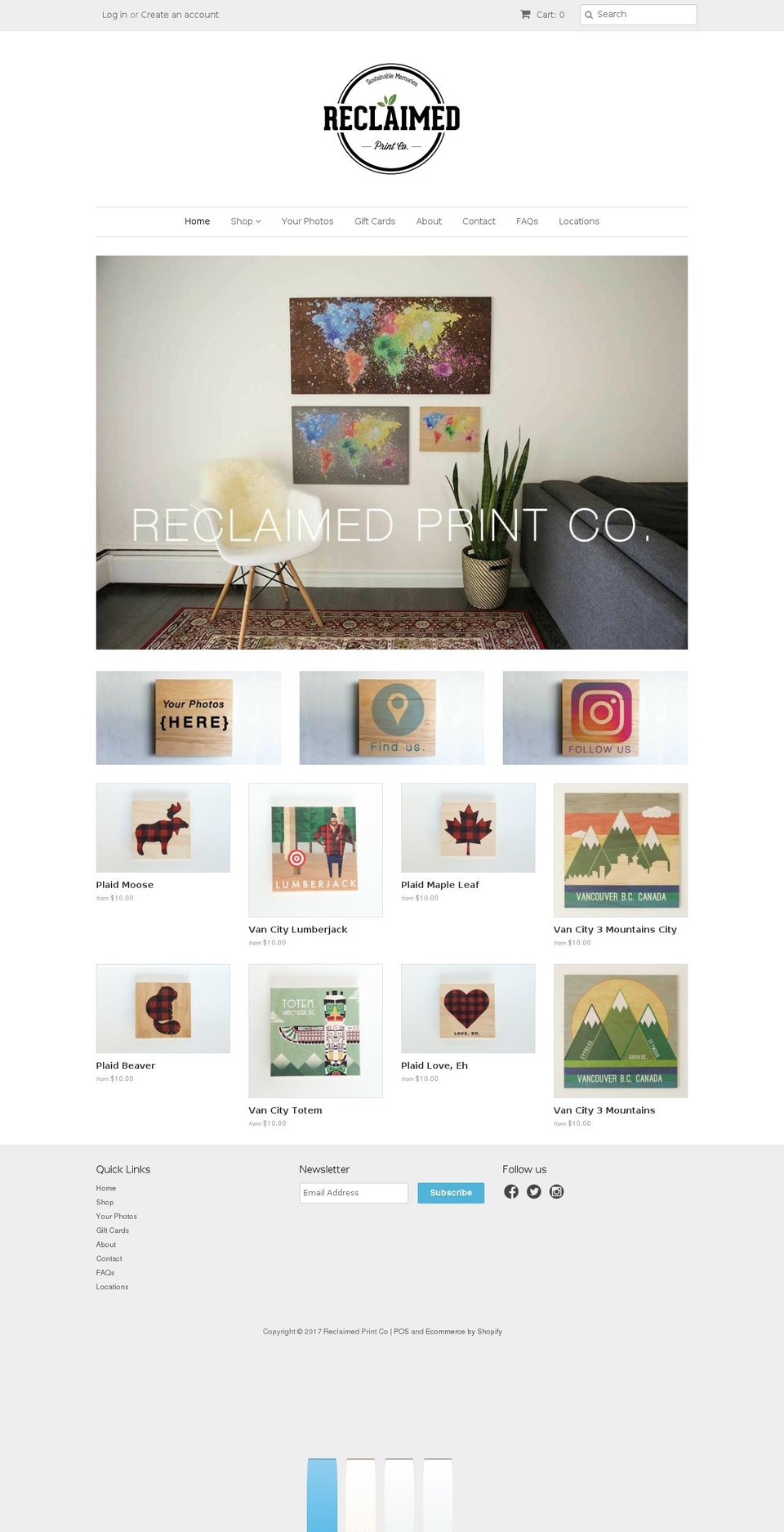 reclaimedprint.com shopify website screenshot