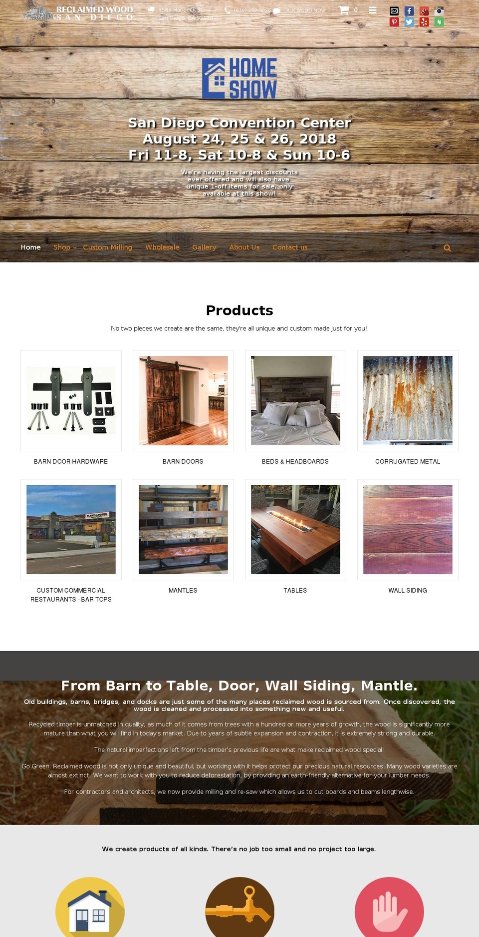 theme236 Shopify theme site example reclaimedwoodsandiego.com