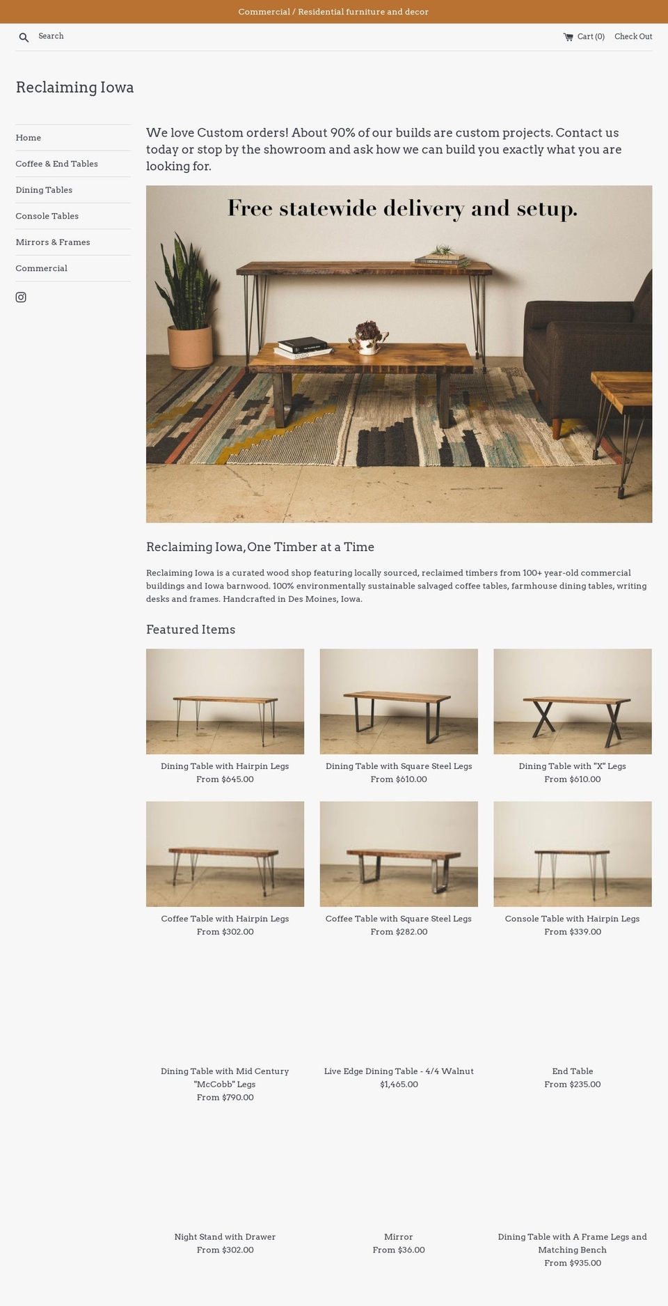 reclaimingiowa.com — Shopify storefront screenshot