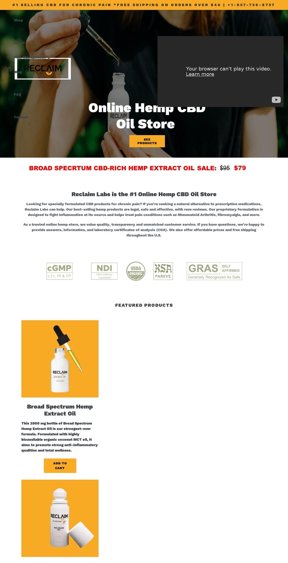 reclaimlabs.com shopify website screenshot