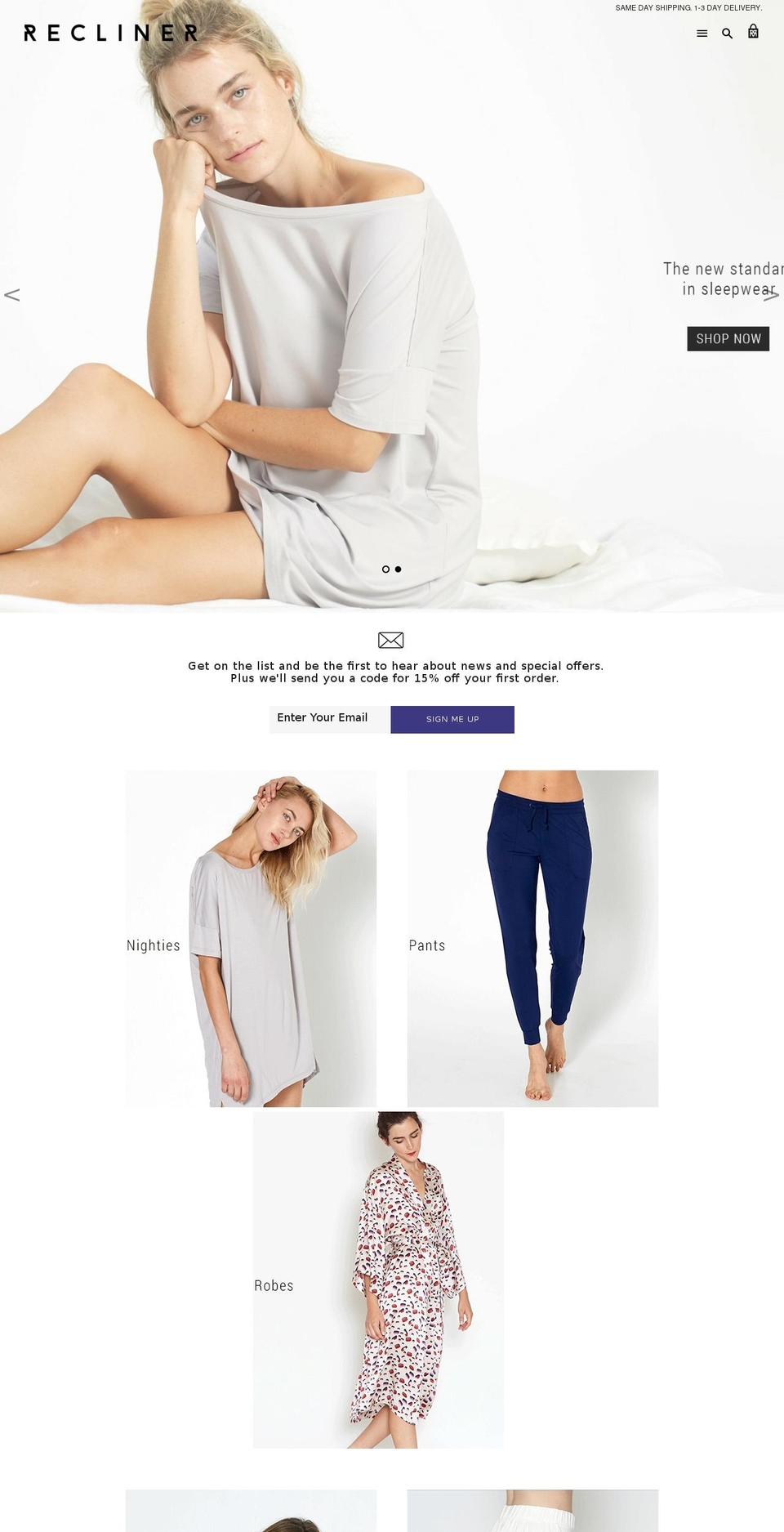 reclinernyc.com — Shopify storefront screenshot