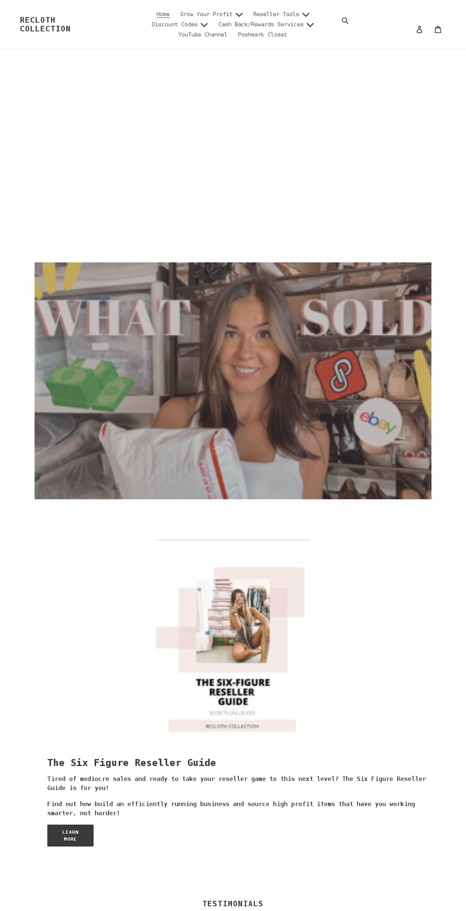 reclothcollection.com shopify website screenshot