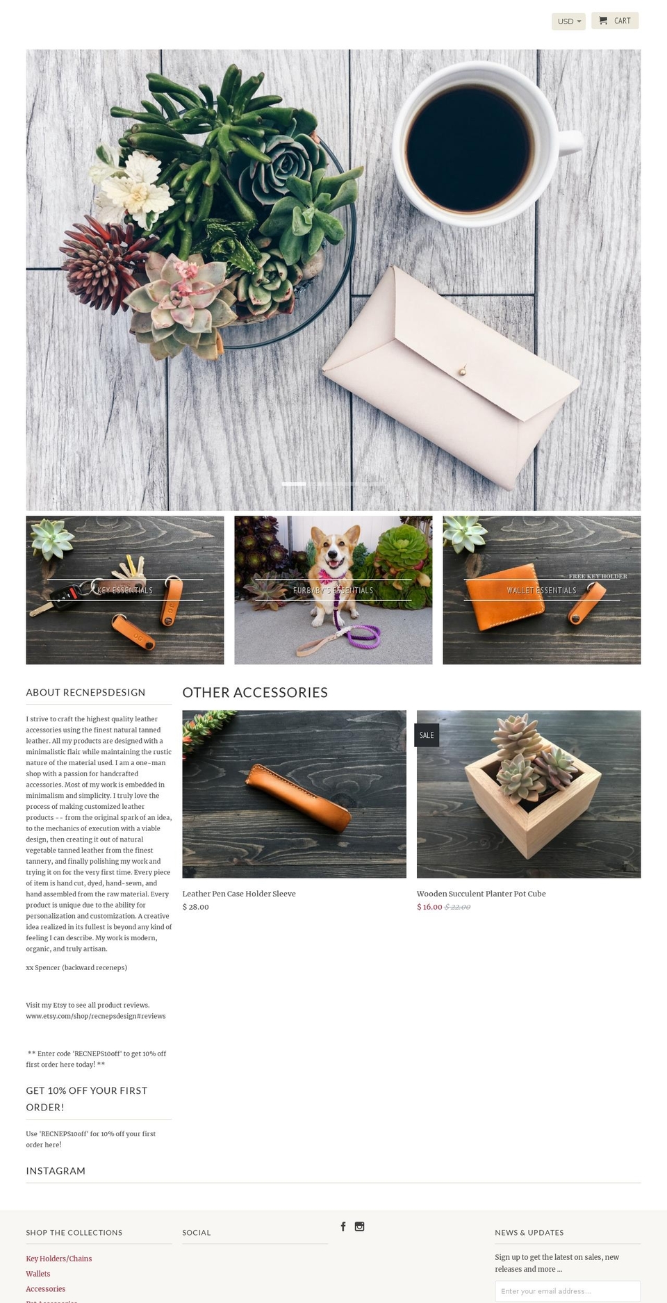 recnepsdesign.com shopify website screenshot