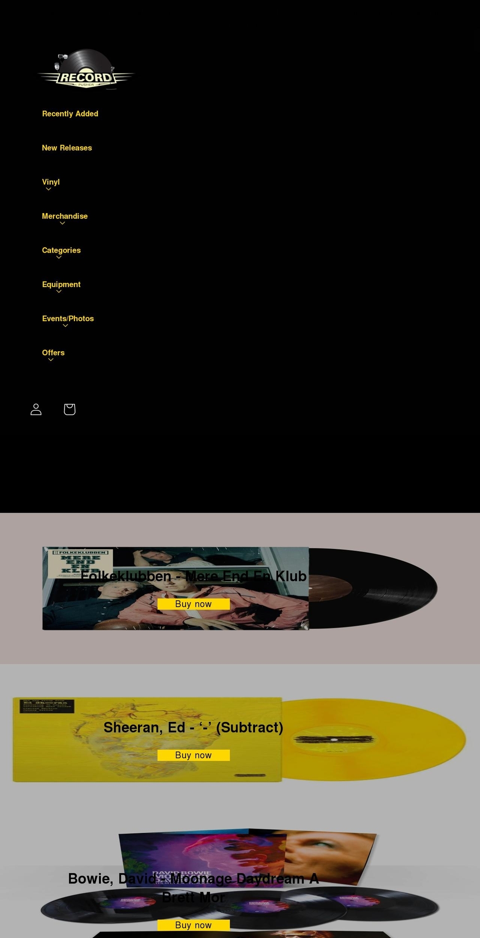 recordpusher.myshopify.com — Shopify storefront screenshot