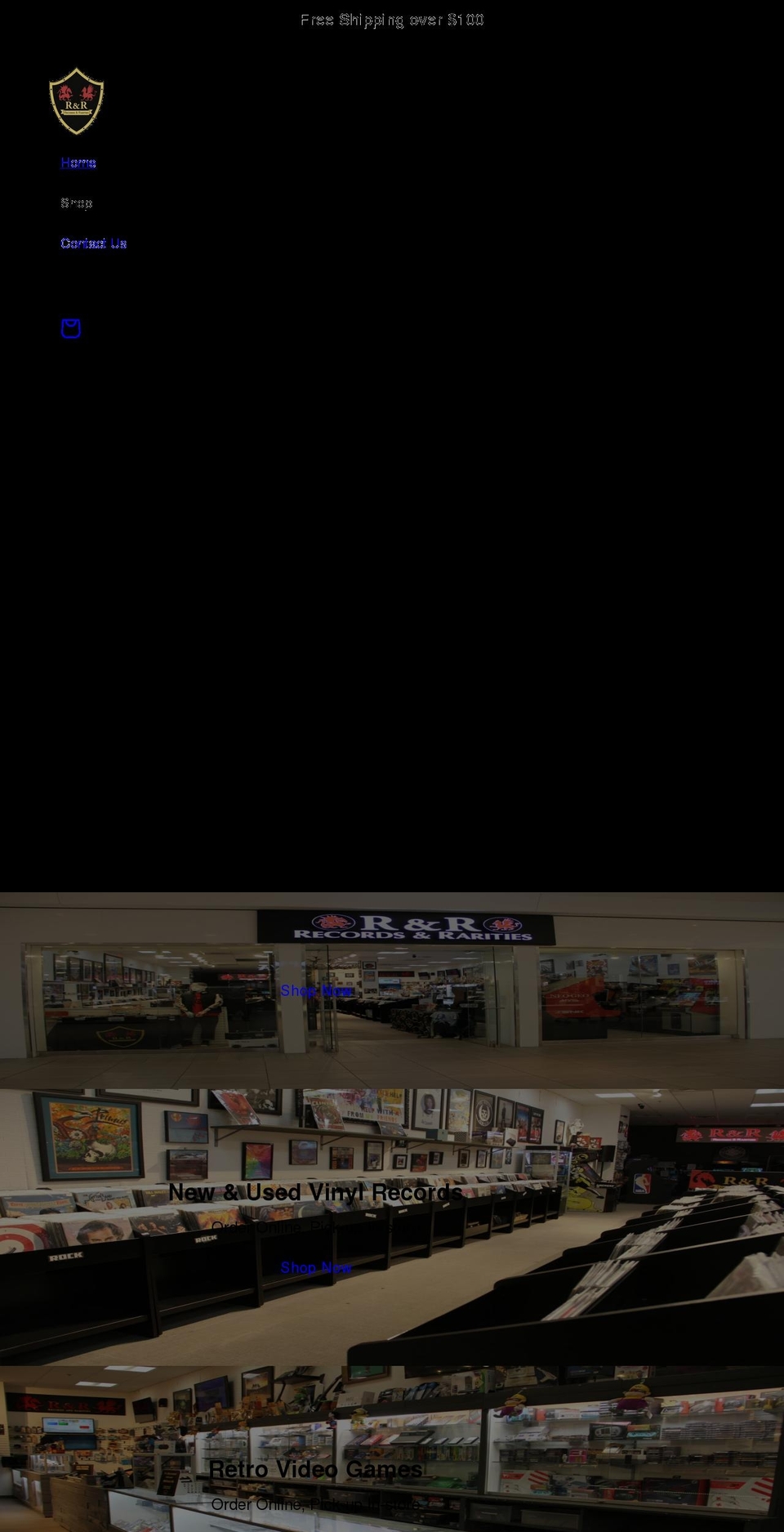 recordsandrarities.com shopify website screenshot