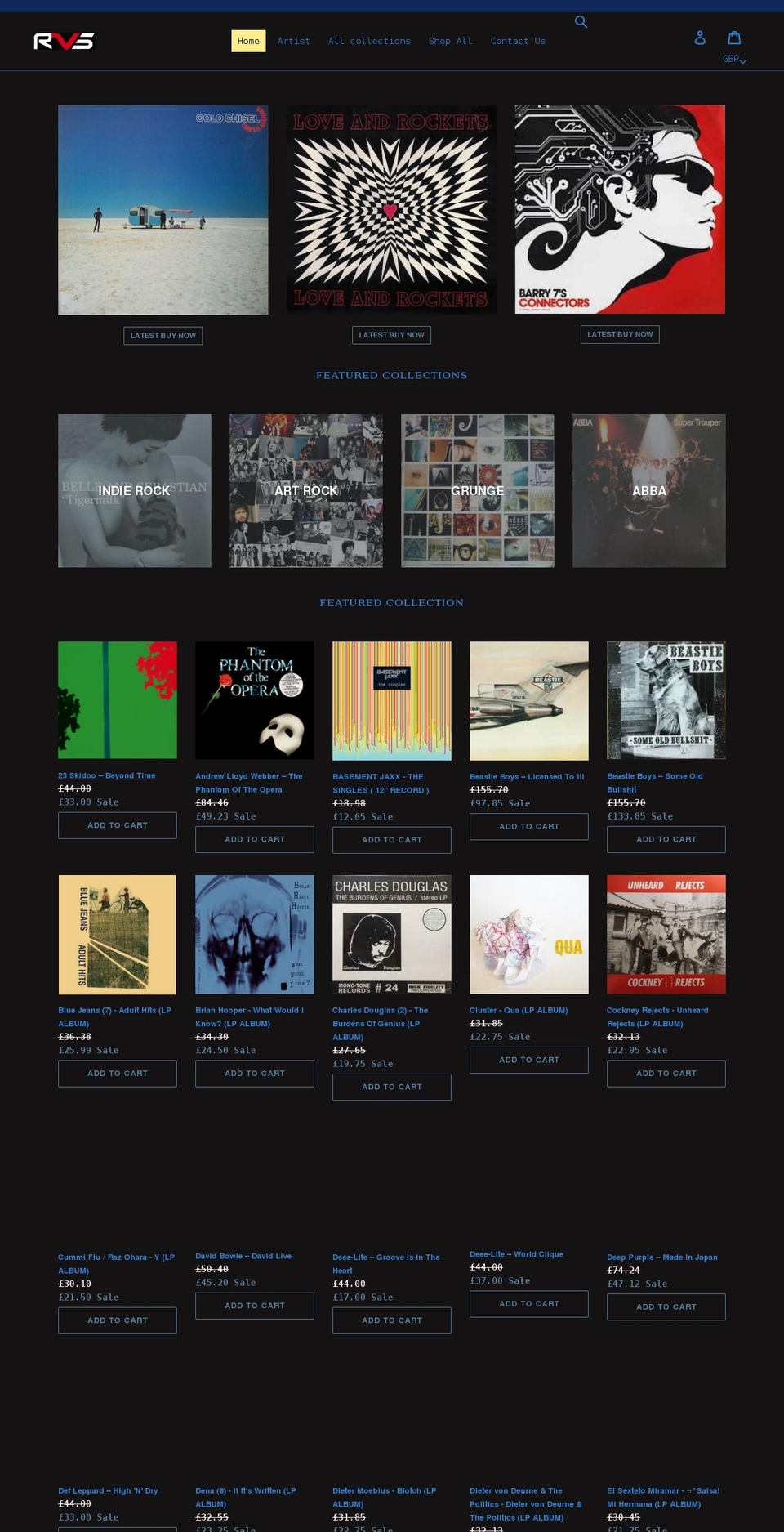 recordvinylshop.com shopify website screenshot