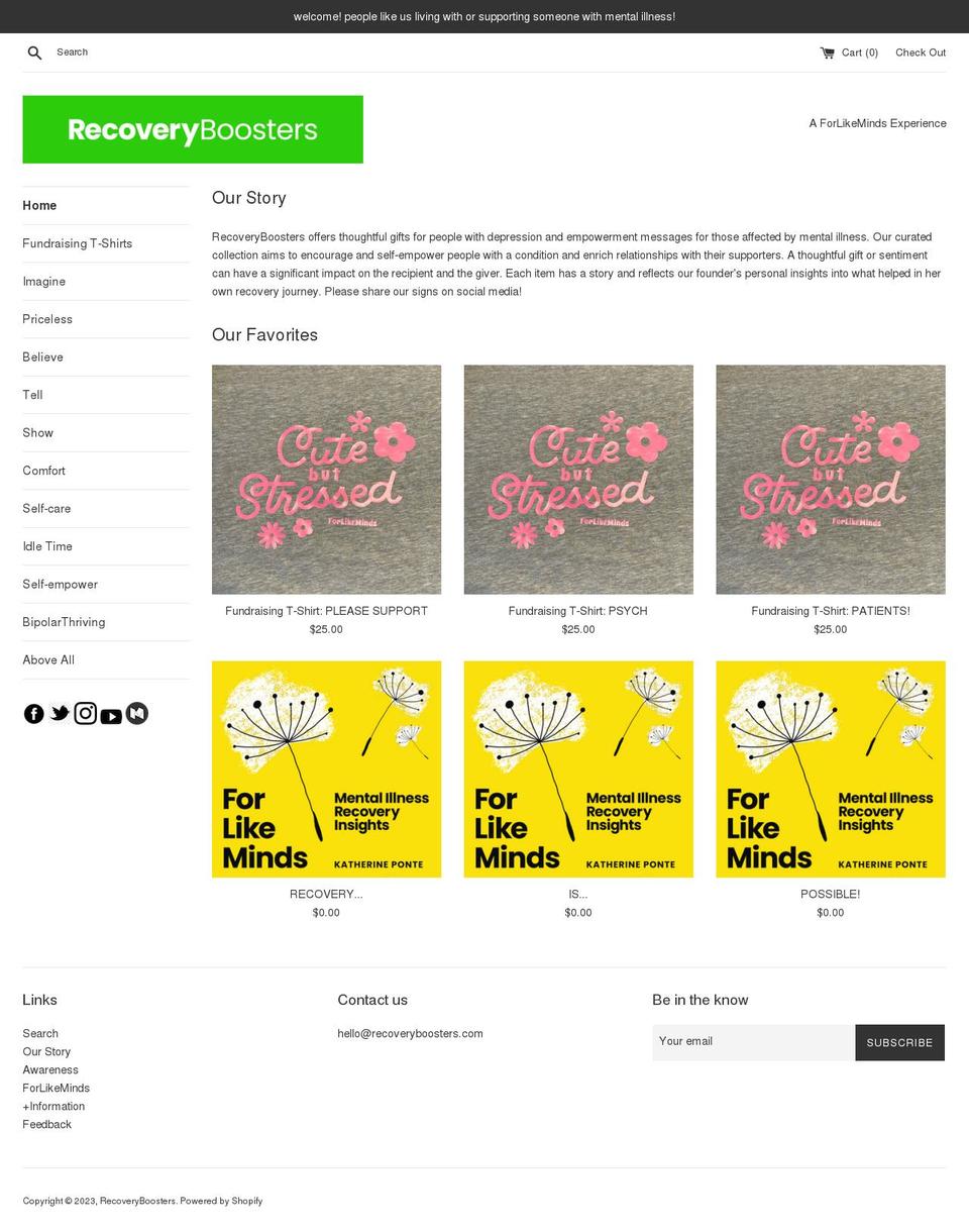 recoveryboosters.com shopify website screenshot