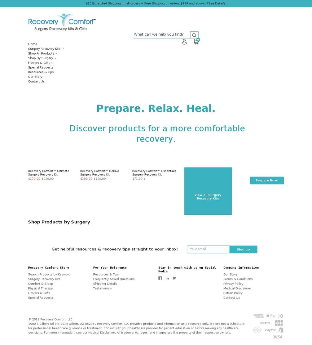 recoverycomfort.com — Shopify storefront screenshot