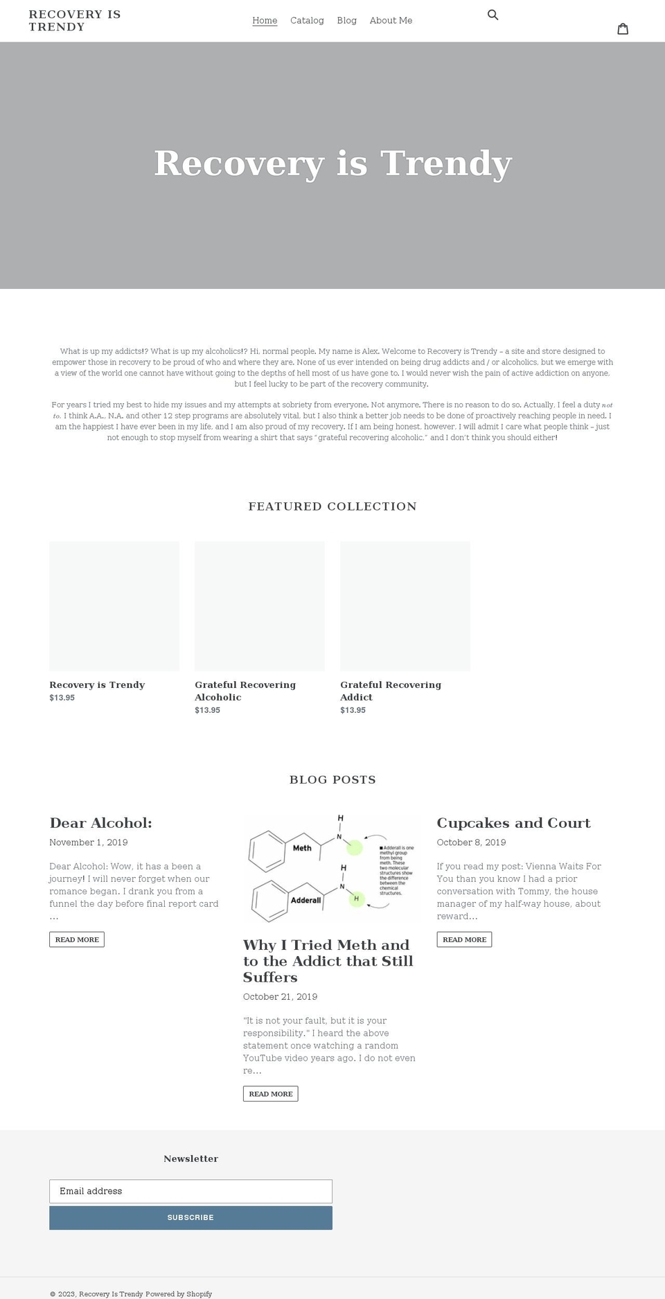 recoveryistrendy.com shopify website screenshot