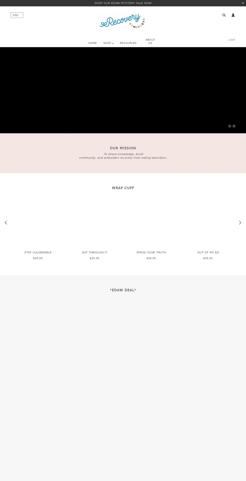 recoveryreminders.com shopify website screenshot