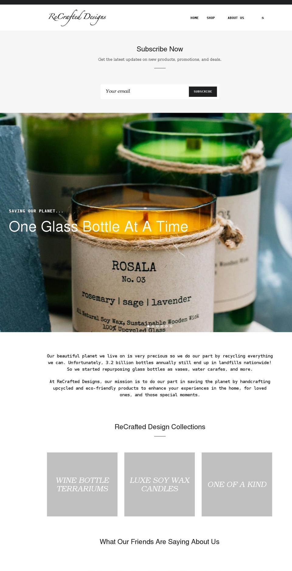 recrafteddesigns.com shopify website screenshot