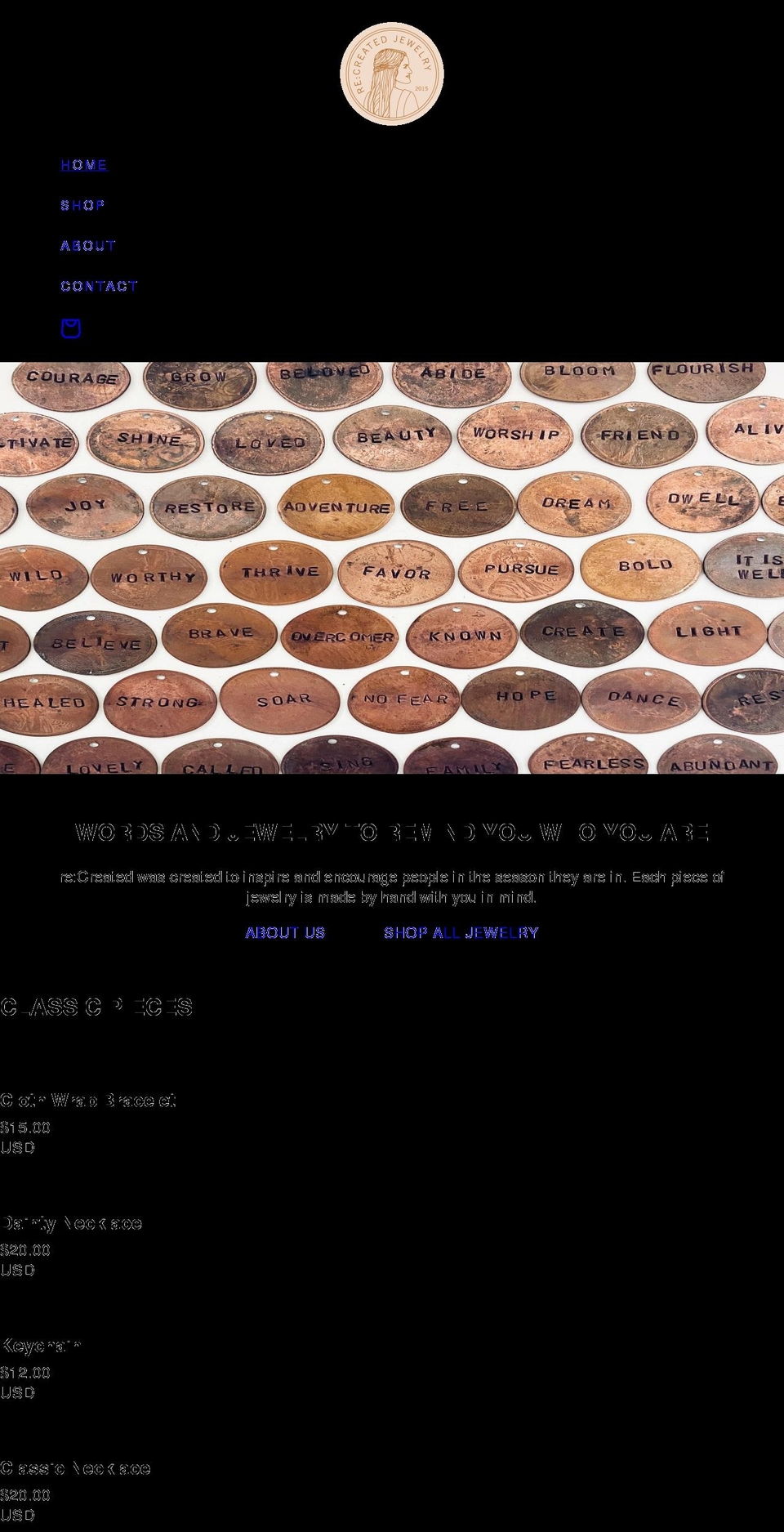 recreatedco.com shopify website screenshot