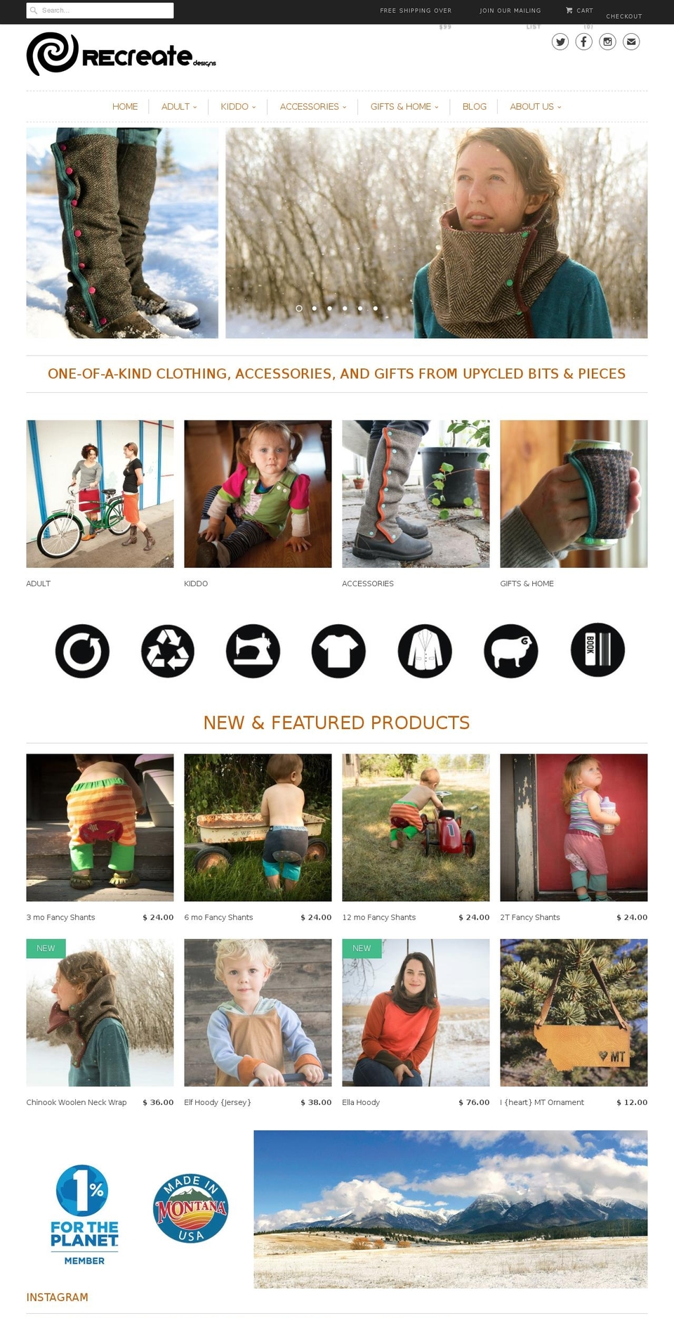 recreatedesigns.com shopify website screenshot