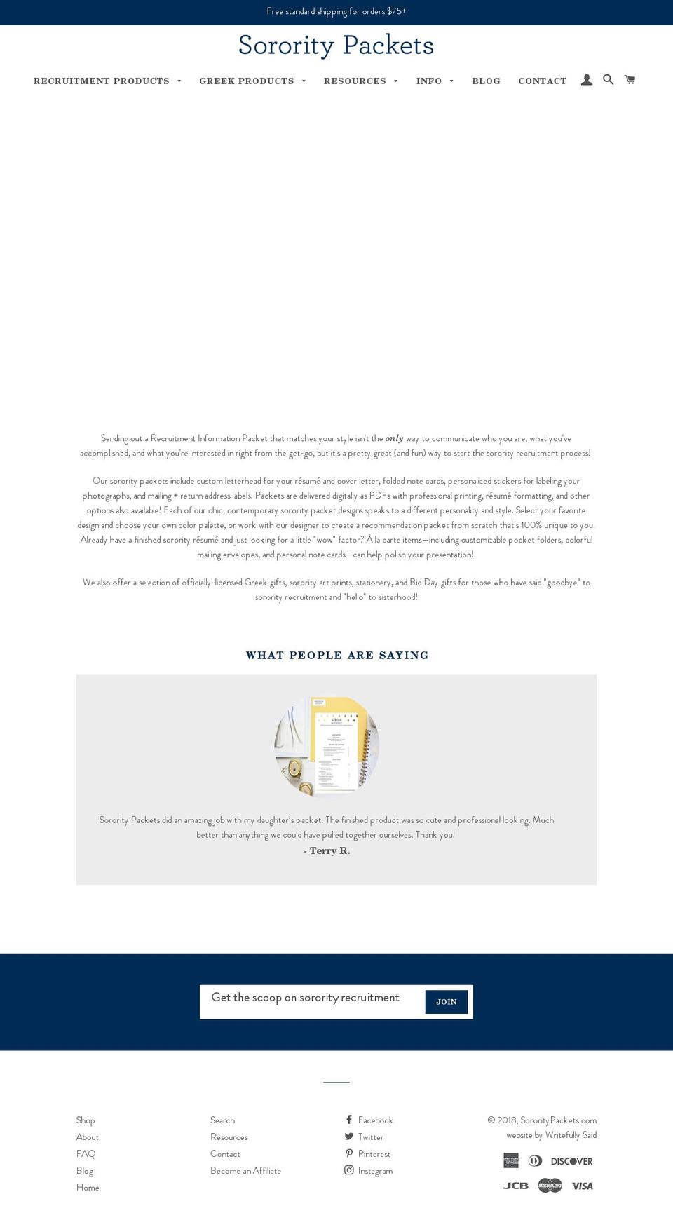 recruitmentpackets.com — Shopify storefront screenshot