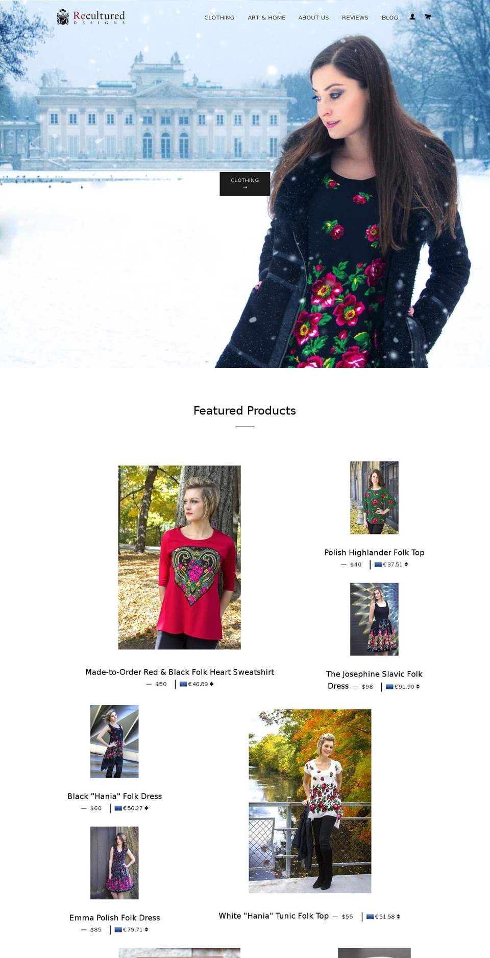 recultureddesigns.com shopify website screenshot