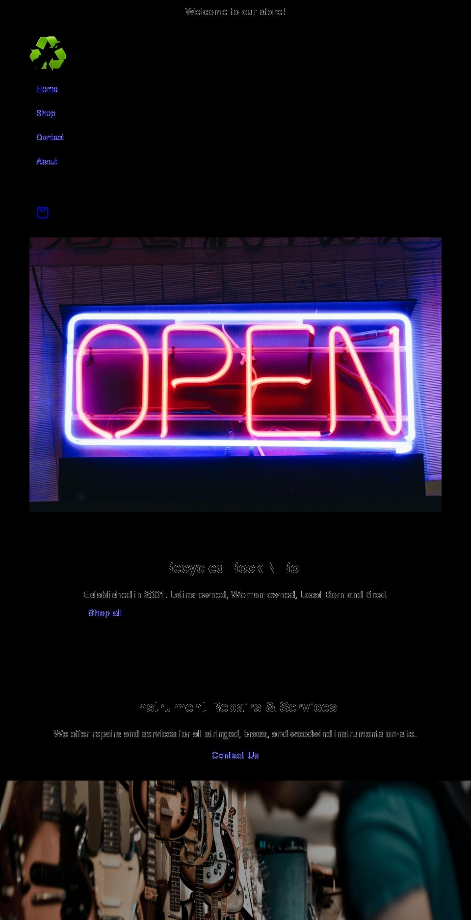 recycledrockandroll.com shopify website screenshot