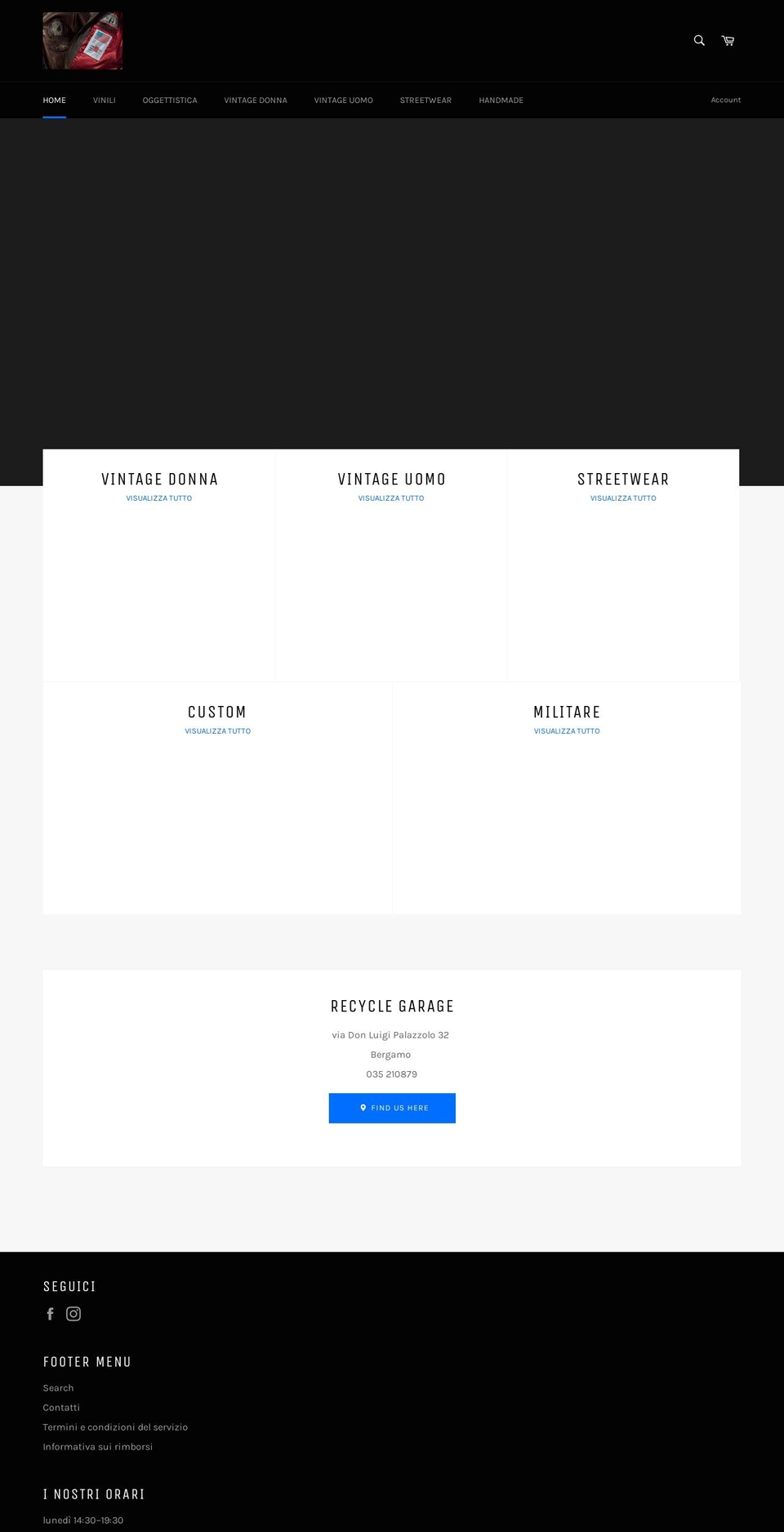 recyclegarage.it shopify website screenshot