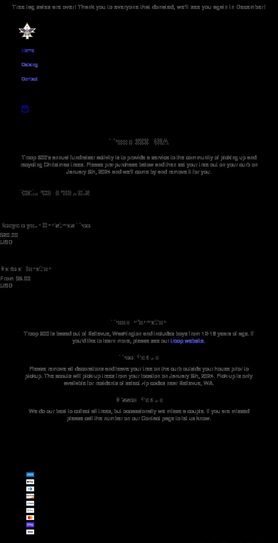 recyclemytree.org shopify website screenshot