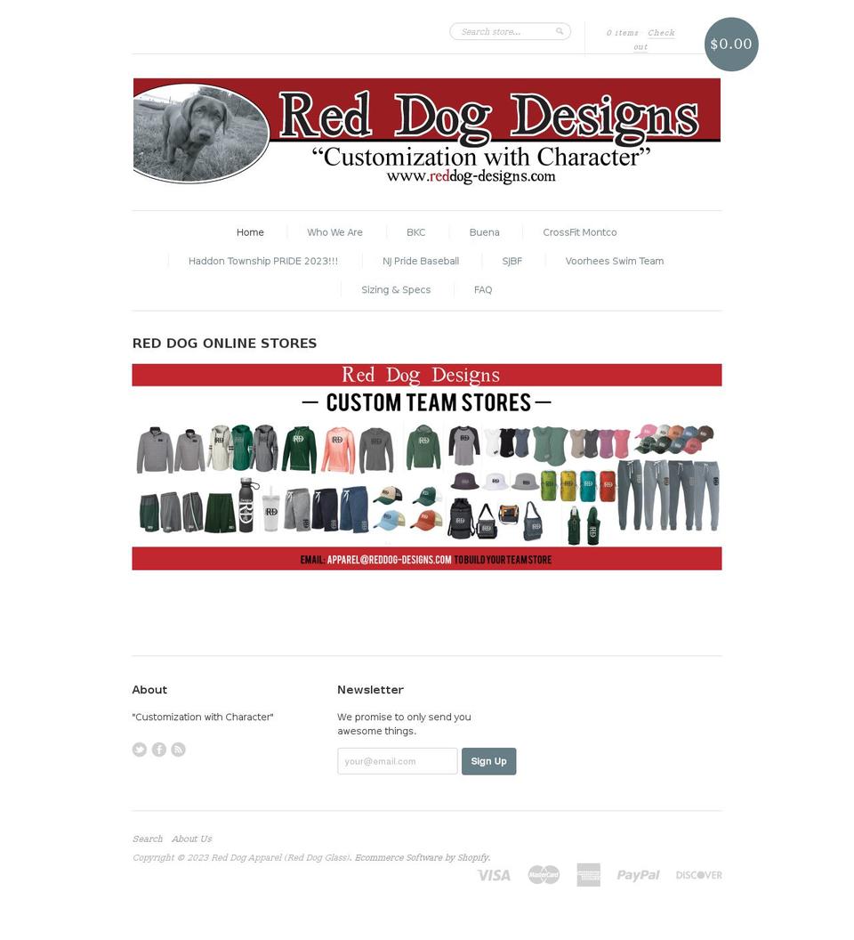 red-dog-apparel.myshopify.com shopify website screenshot