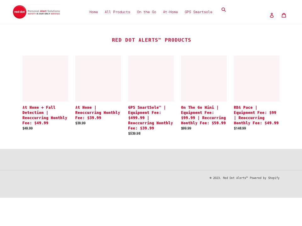 red-dot-alerts.myshopify.com shopify website screenshot