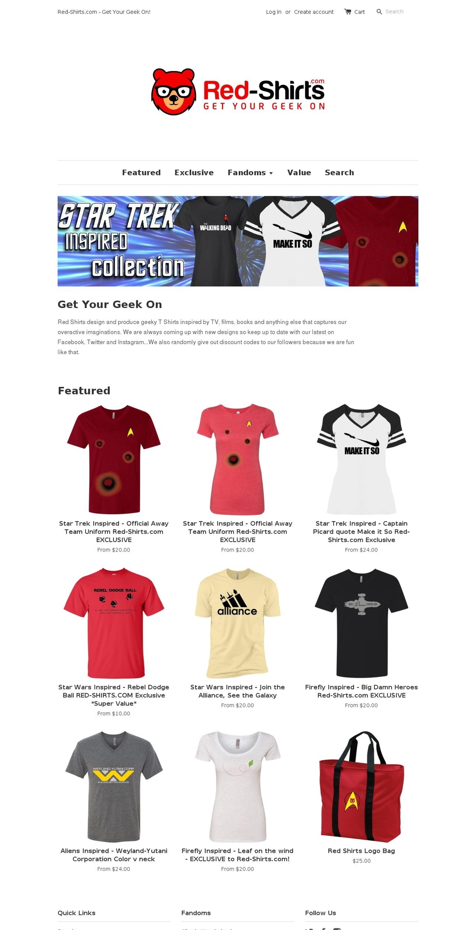 red-shirts.com — Shopify storefront screenshot