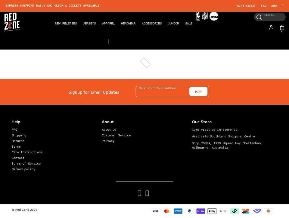 red-zone.com.au shopify website screenshot