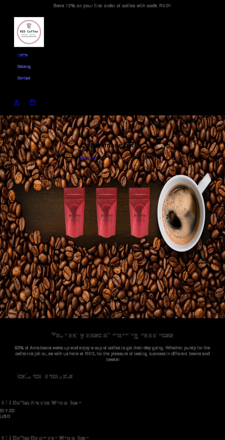 red.coffee shopify website screenshot