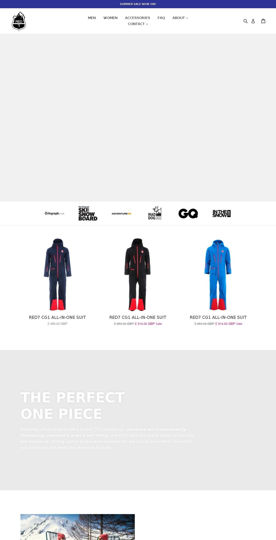 red7skiwear.com shopify website screenshot