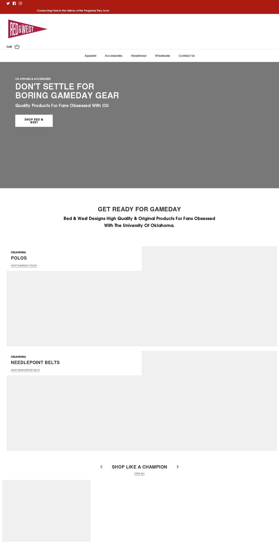 redandwest.com shopify website screenshot